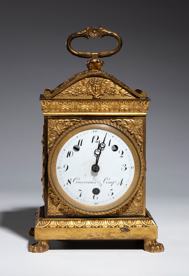 Pendola da tavolo in bronzo dorato epoca Impero