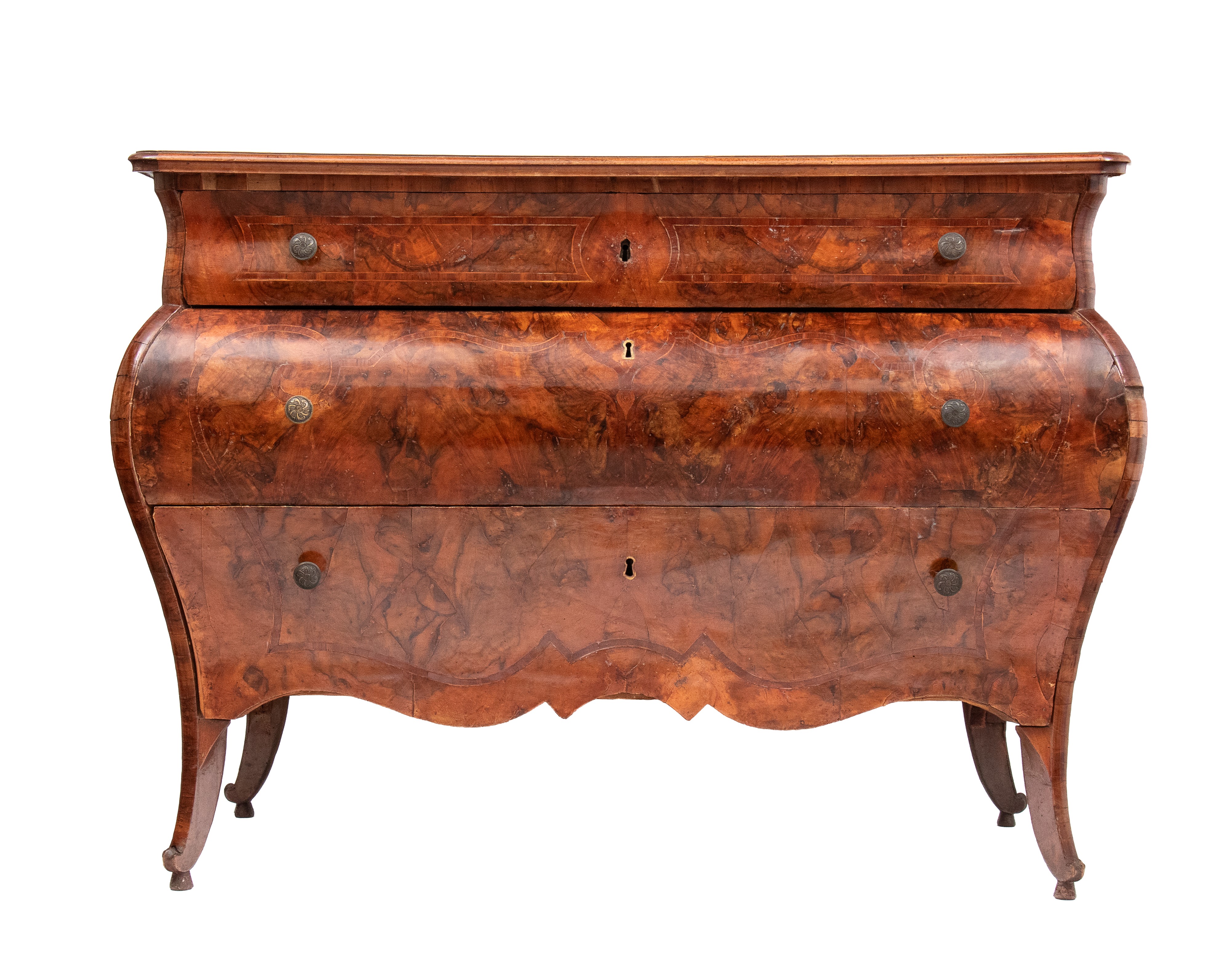 Comò barocchetto in radica di noce