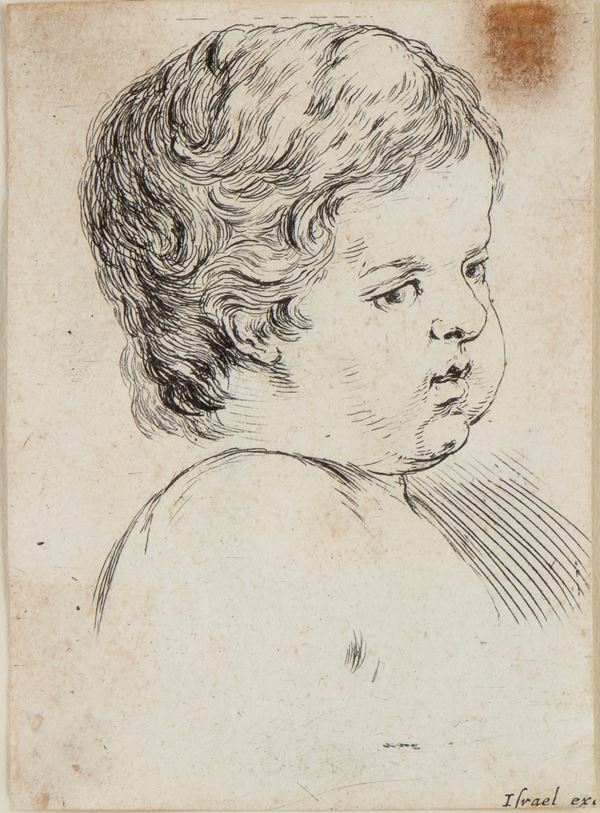 Testa di fanciullo girata di tre quarti