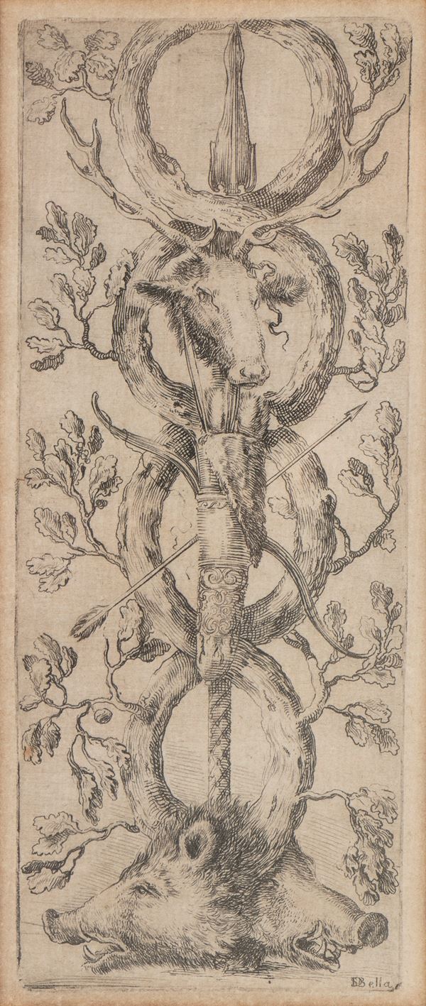 Pannello ornamentale con due teste di cinghiale, dalla serie 