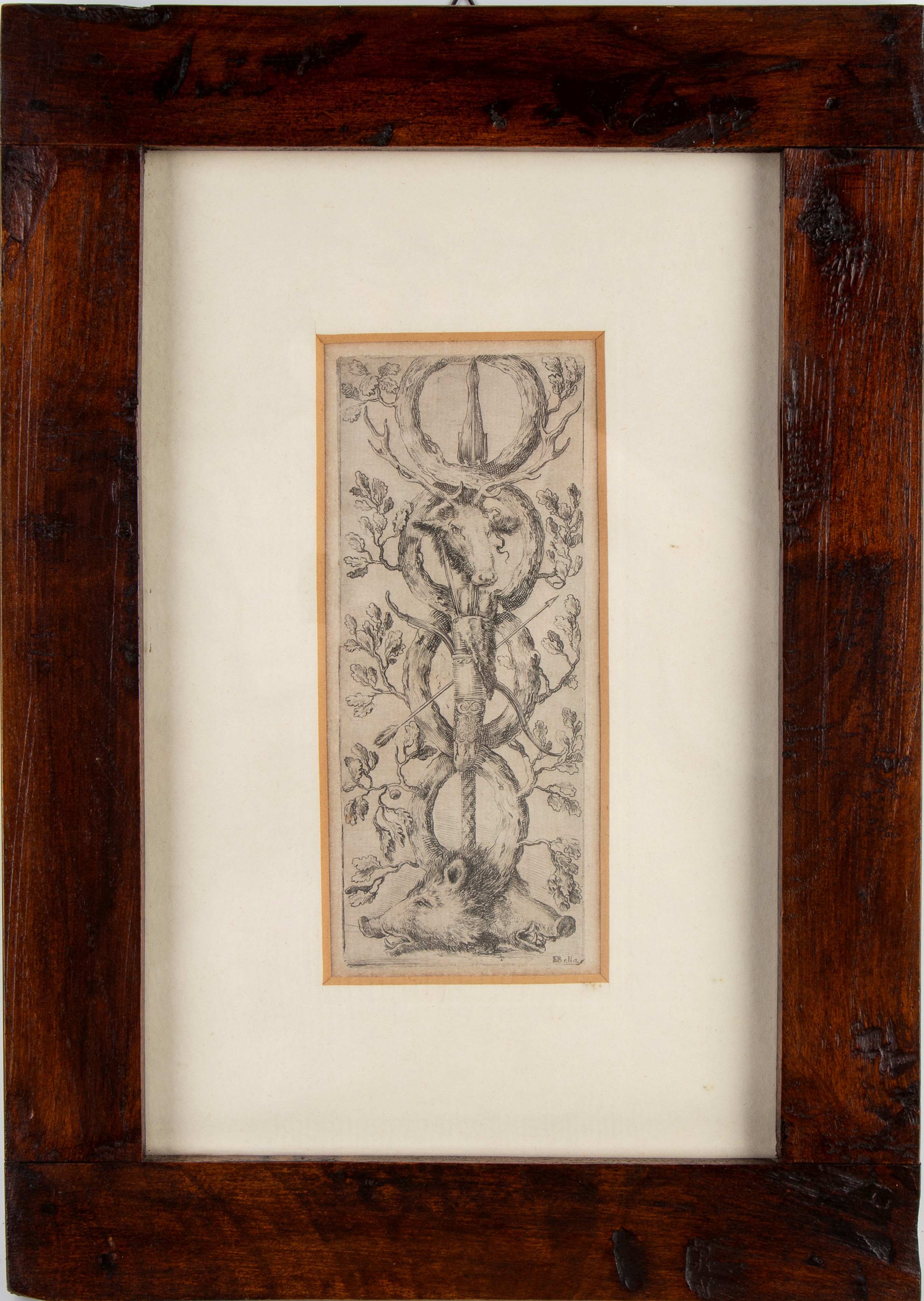 Pannello ornamentale con due teste di cinghiale, da "Ornamenti o grottesche"