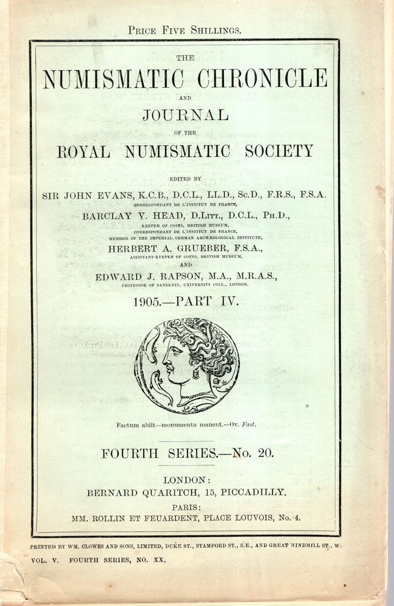 NUMISMATIC CHRONICLE, London, Part IV - 1905