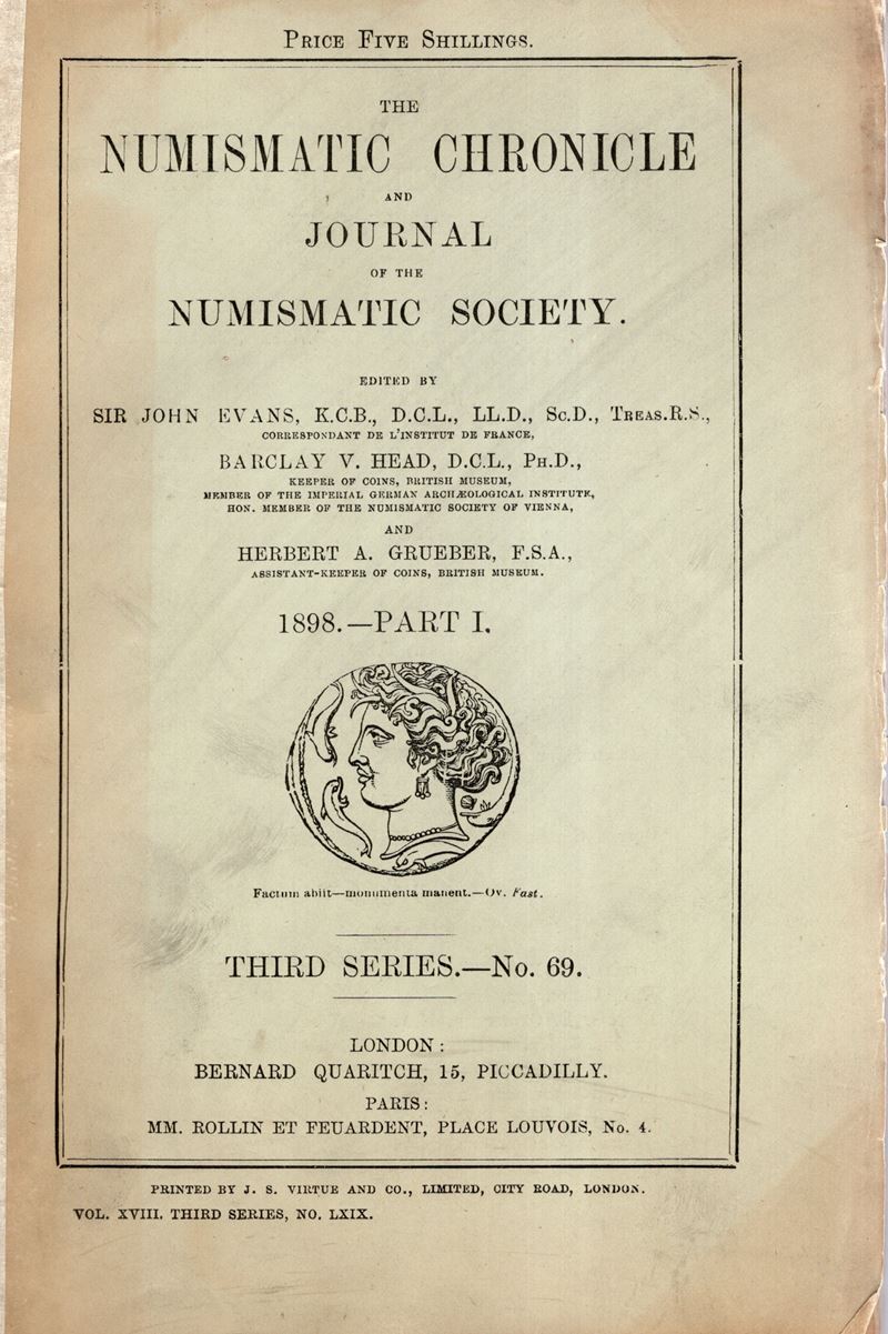 NUMISMATIC CHRONICLE, Londra, Parte I, 1893