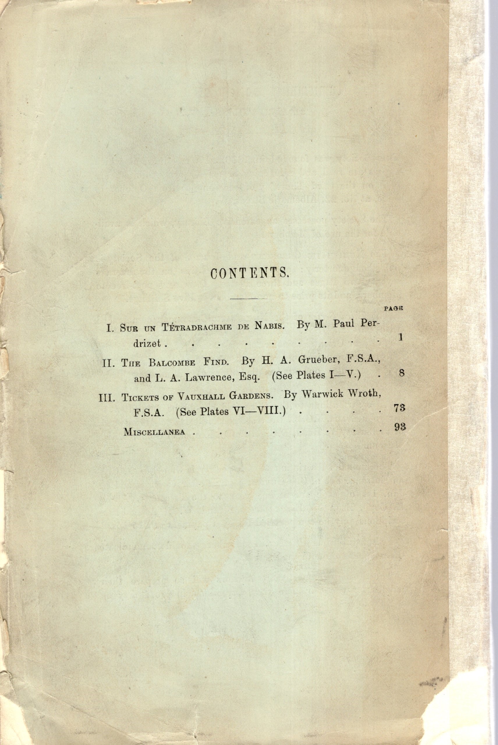 NUMISMATIC CHRONICLE, Londra, Parte I, 1893