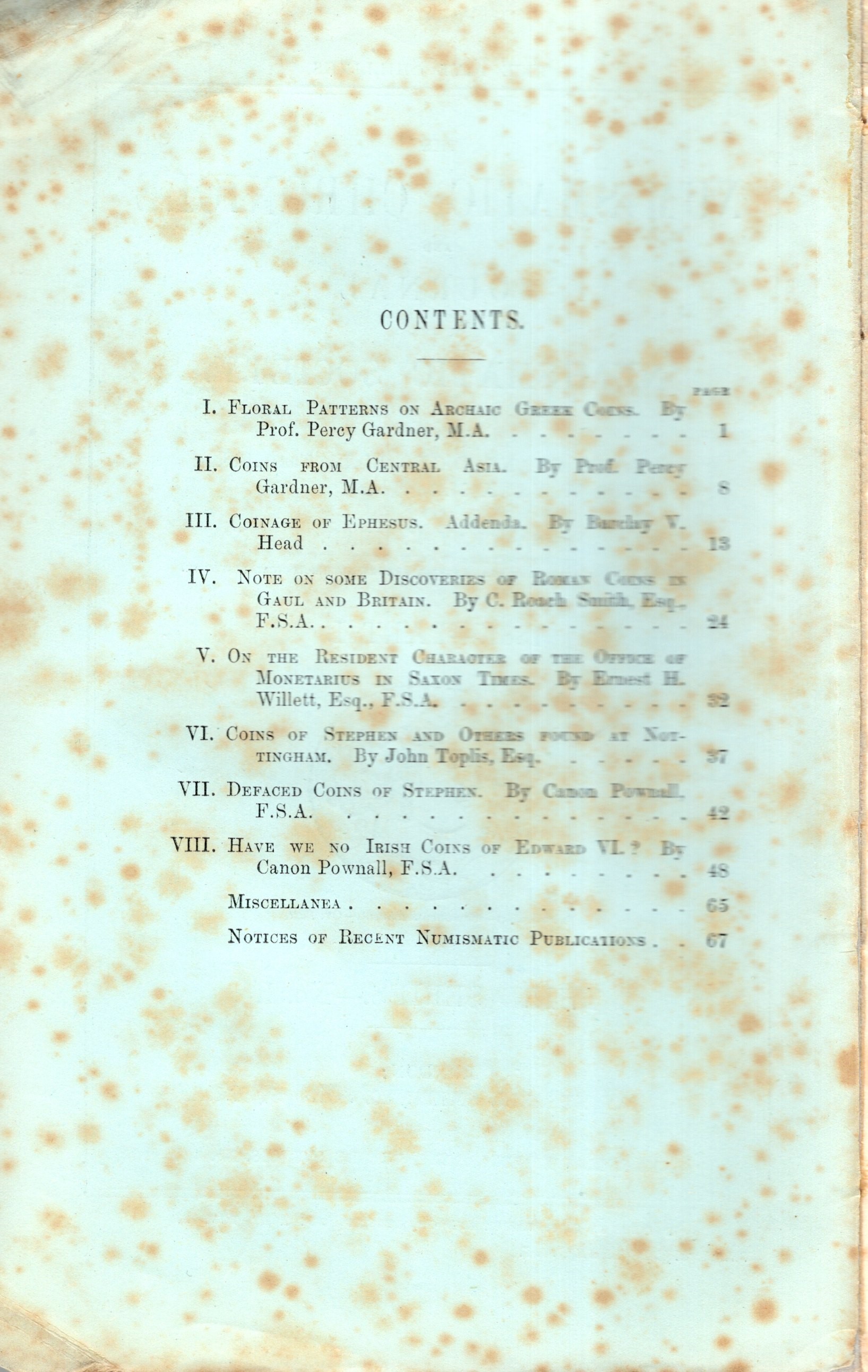 NUMISMATIC CHRONICLE, London, Part I - 1881