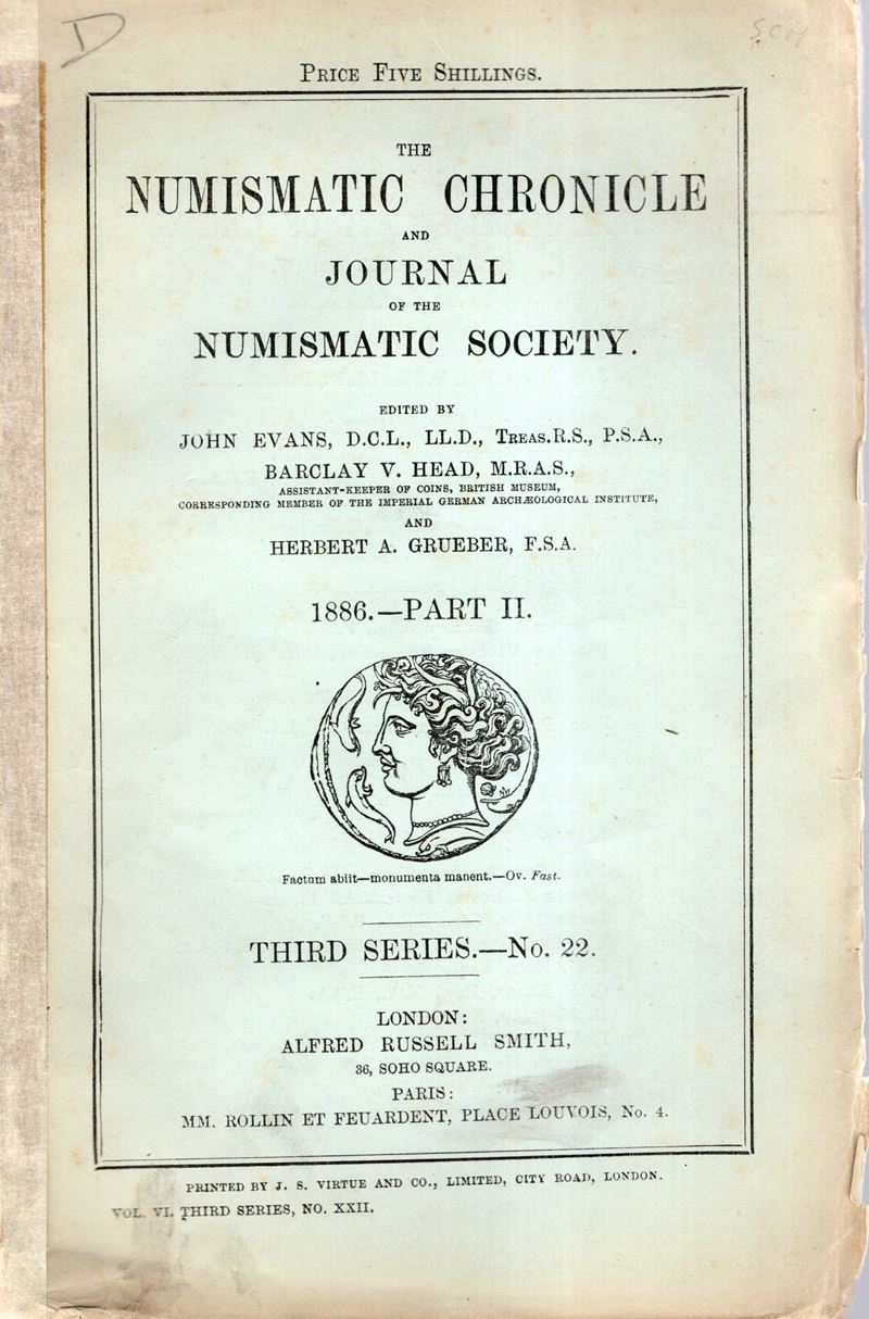 NUMISMATIC CHRONICLE, London, Part II - 1886 - pp. 97-172, pl. 1