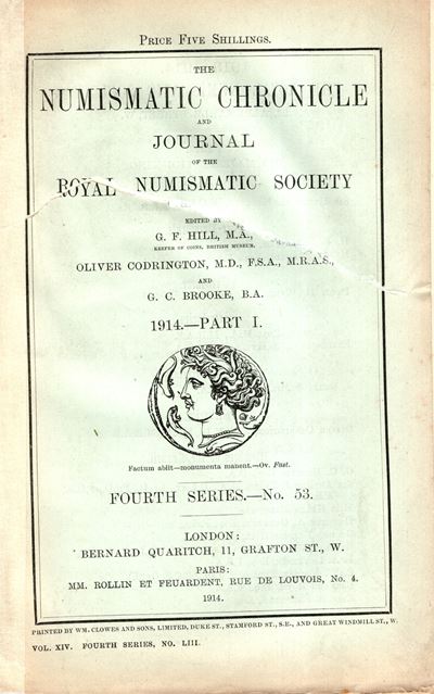 NUMISMATIC CHRONICLE, London, Part I - 1914