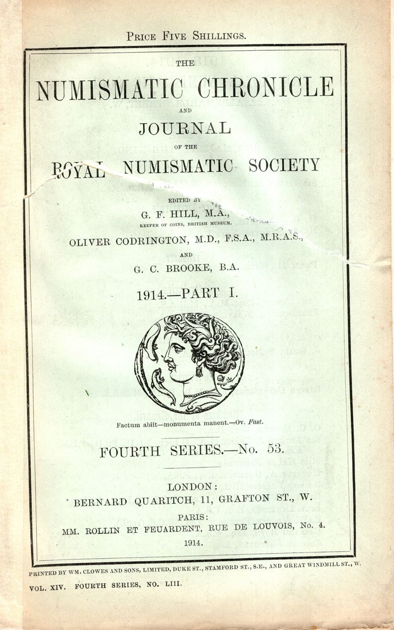 NUMISMATIC CHRONICLE, London, Part I - 1914
