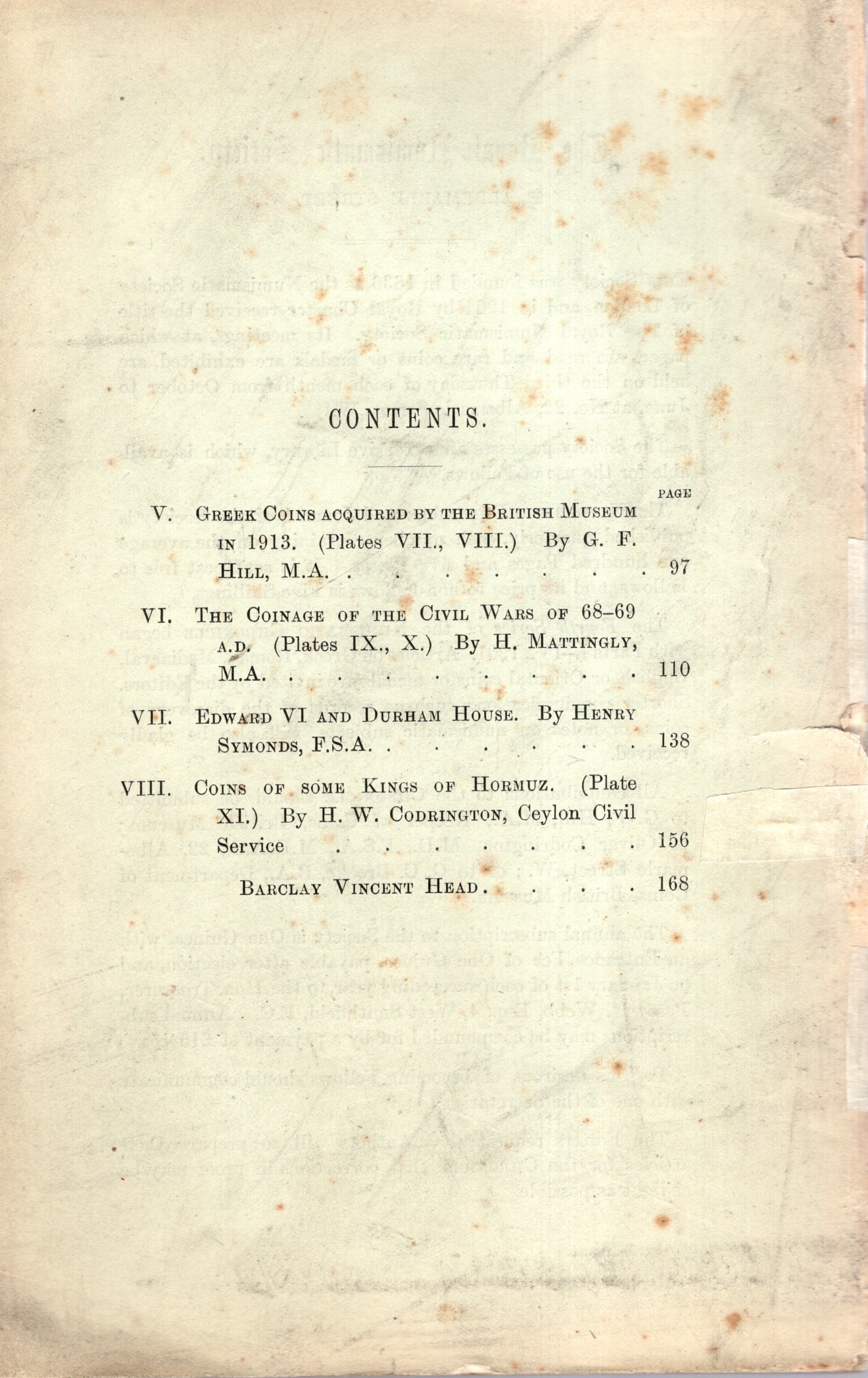 NUMISMATIC CHRONICLE, Londra, Parte II - 1914