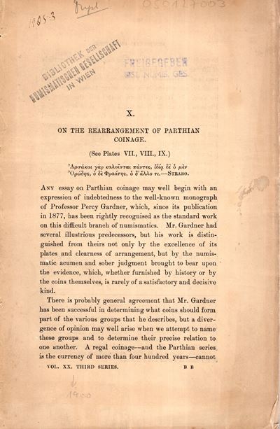NUMISMATIC CHRONICLE, London, Part III - 1900