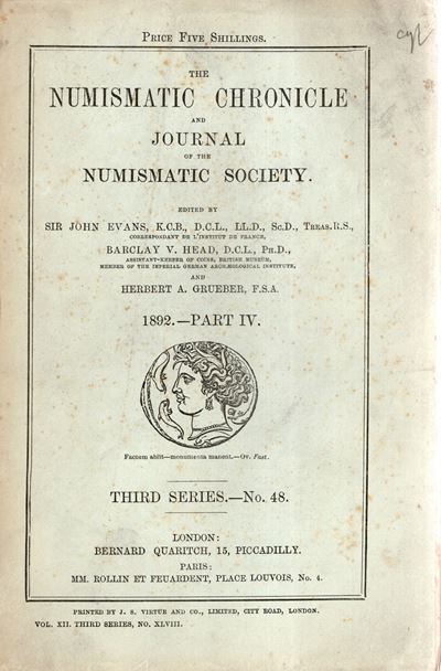 NUMISMATIC CHRONICLE, London, Part IV - 1892