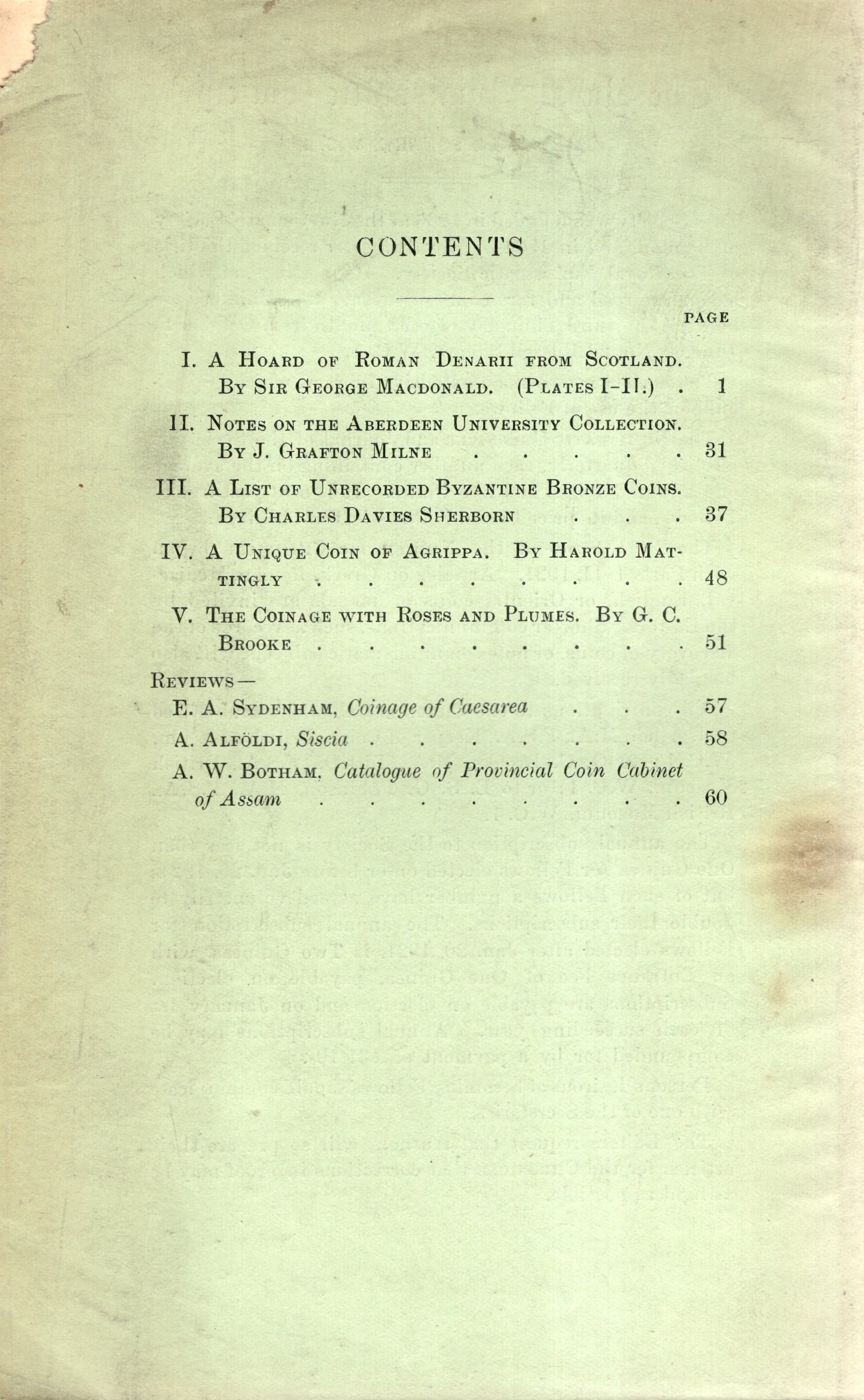 Numismatic Chronicle, London, Part I, 1934 - Edizione con 60 pagine e 2 tavole