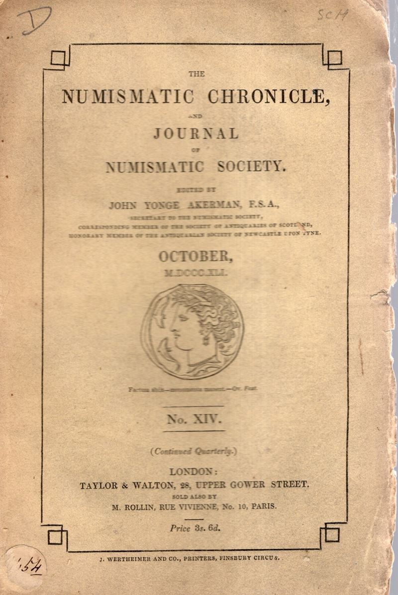 NUMISMATIC CHRONICLE, Londra, Ottobre 1841