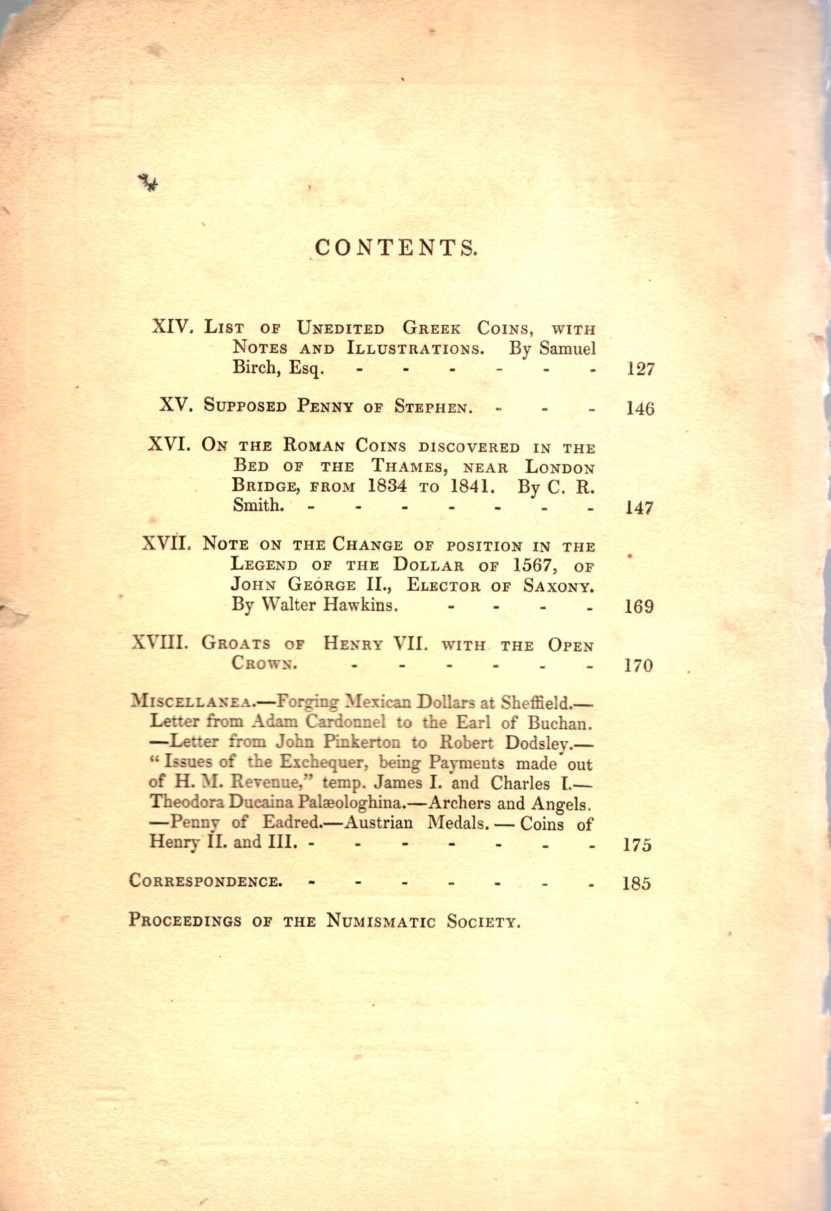 NUMISMATIC CHRONICLE, Londra, Ottobre 1841