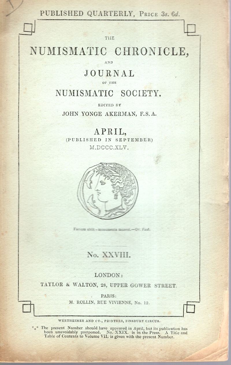 NUMISMATIC CHRONICLE, Aprile 1845 - Londra, 68 pagine