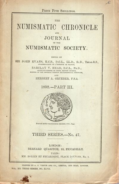 NUMISMATIC CHRONICLE, London, Part III, 1892