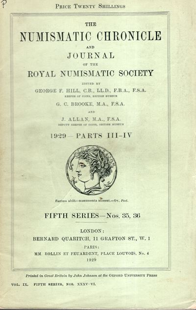 NUMISMATIC CHRONICLE, London, Part III-IV, 1929 - Studio sull'Imperatore Gallieno