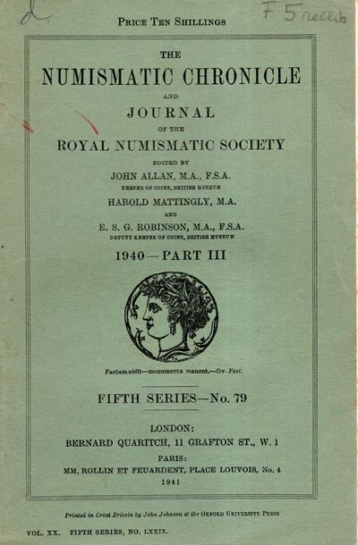 NUMISMATIC CHRONICLE, London, Part III - 1940