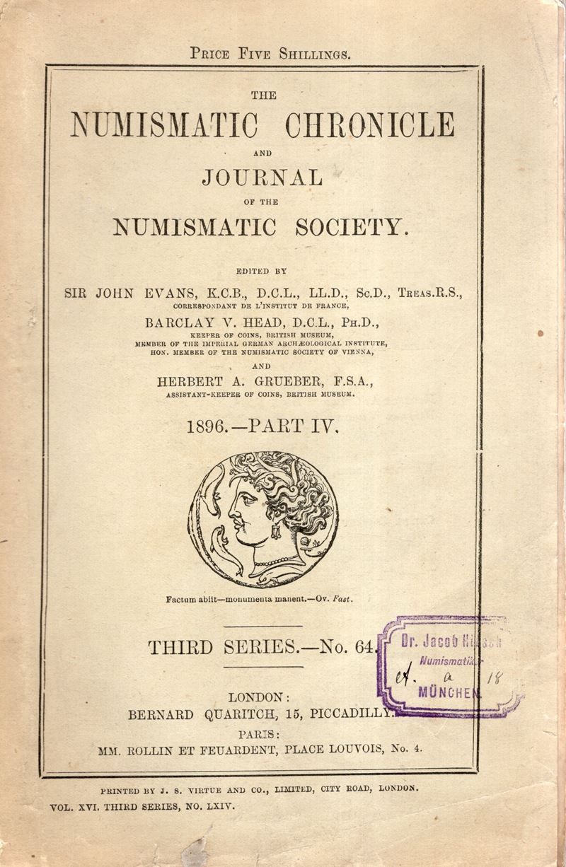 NUMISMATIC CHRONICLE, London, part IV, 1896
