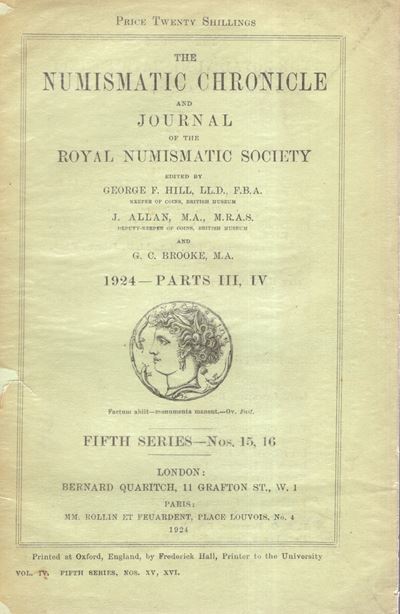 NUMISMATIC CHRONICLE, London, Parte III - IV, 1924