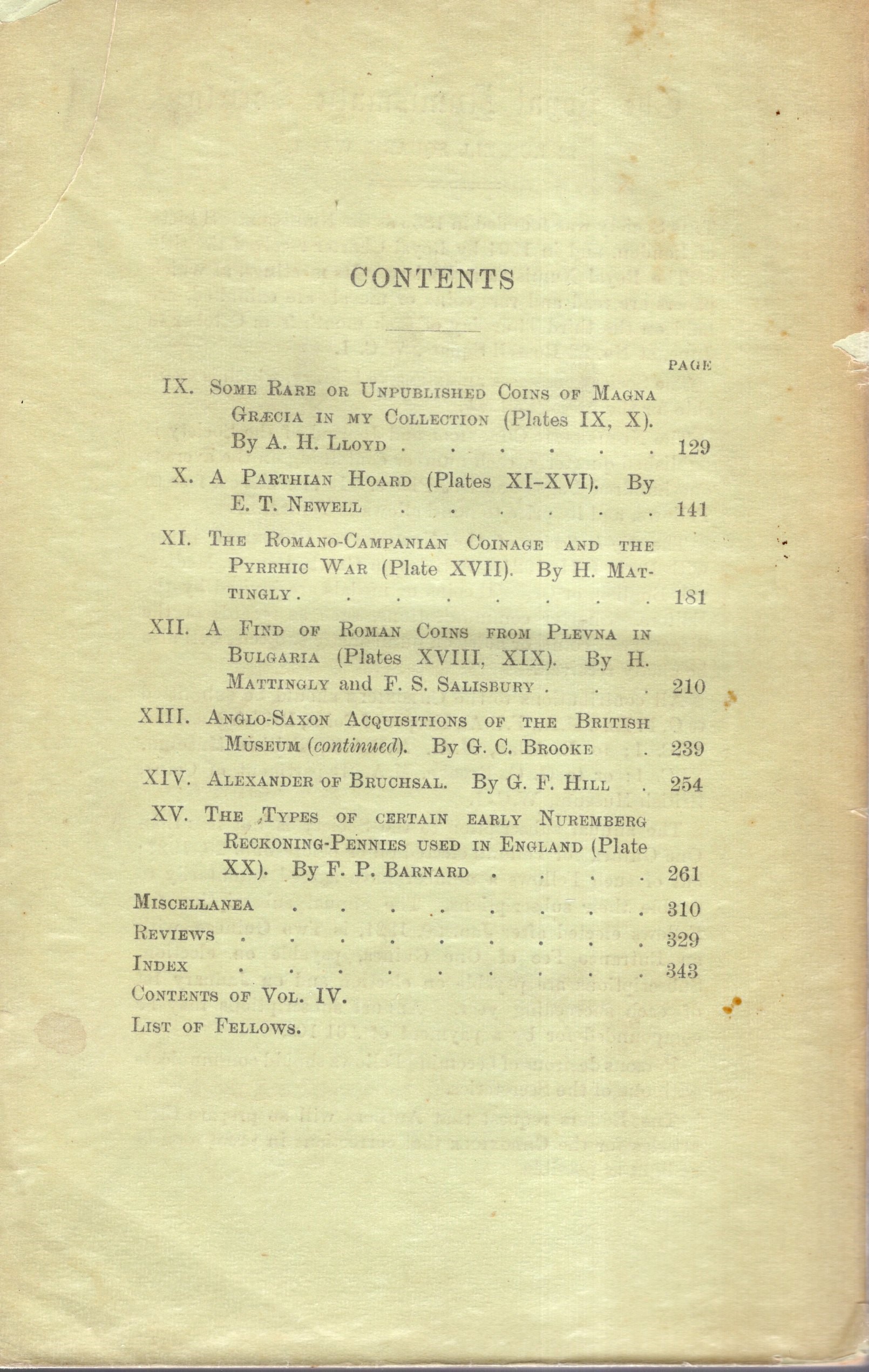 NUMISMATIC CHRONICLE, London, Parte III - IV, 1924