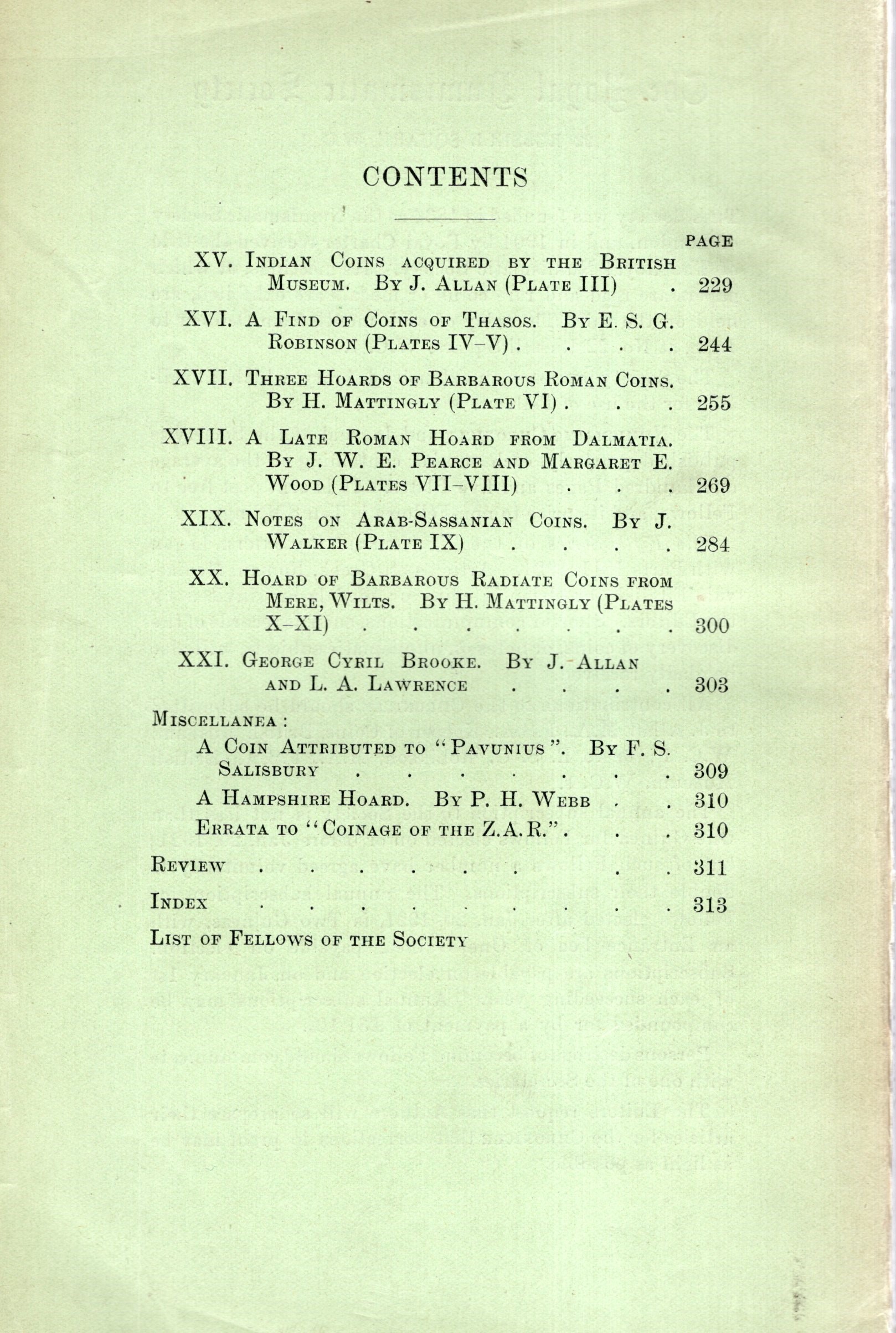 NUMISMATIC CHRONICLE, London, Part IV, 1934
