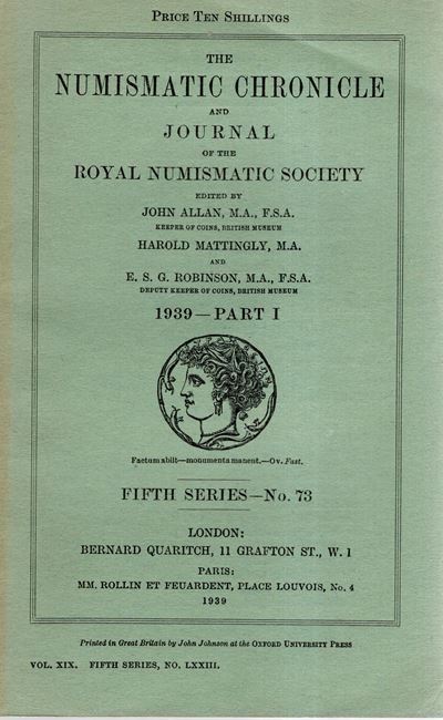 NUMISMATIC CHRONICLE, Londra, Parte I, 1939