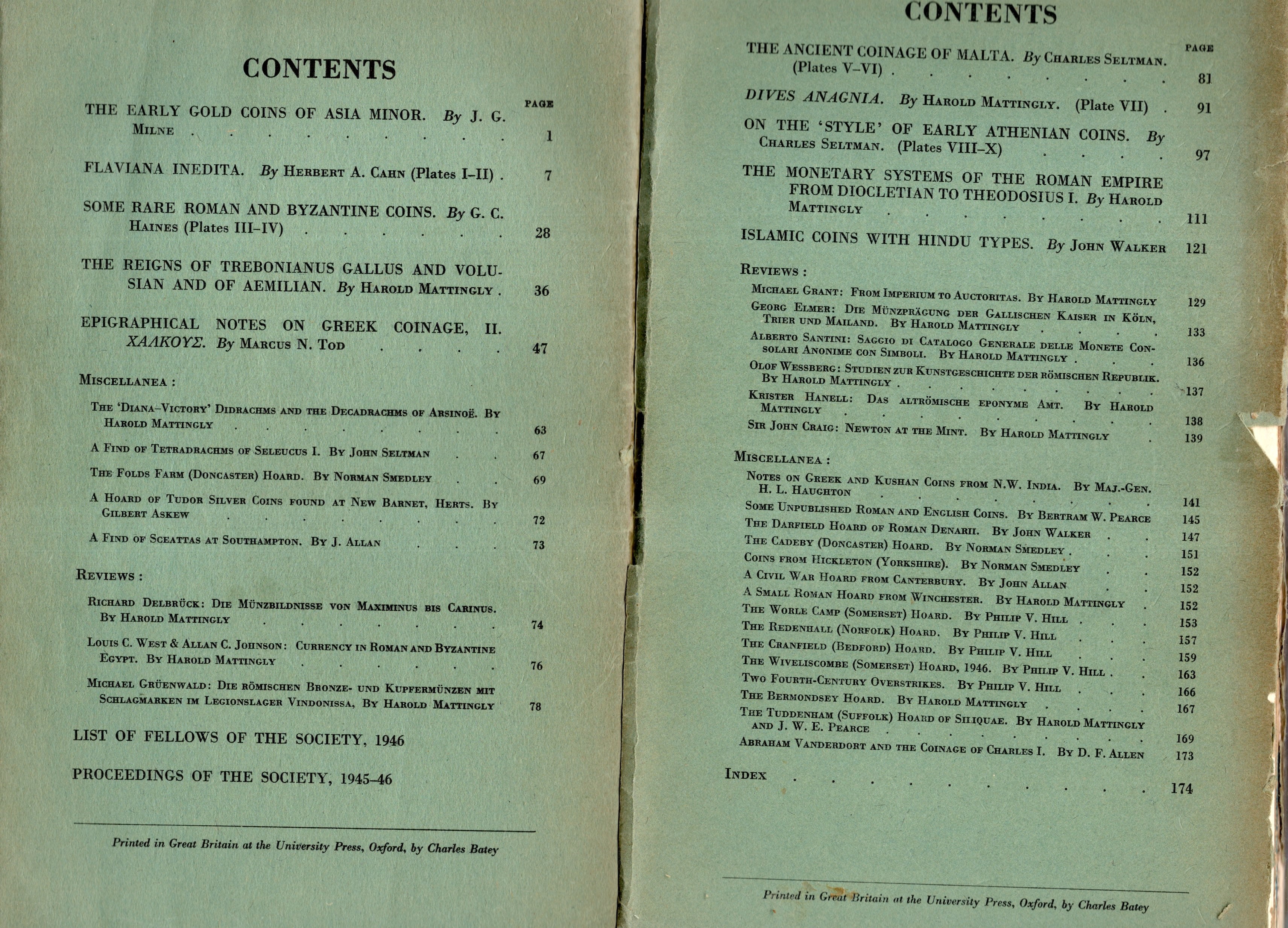 NUMISMATIC CHRONICLE, London, 1946 - Completo, parti I-II e III-IV, 2 fascicoli