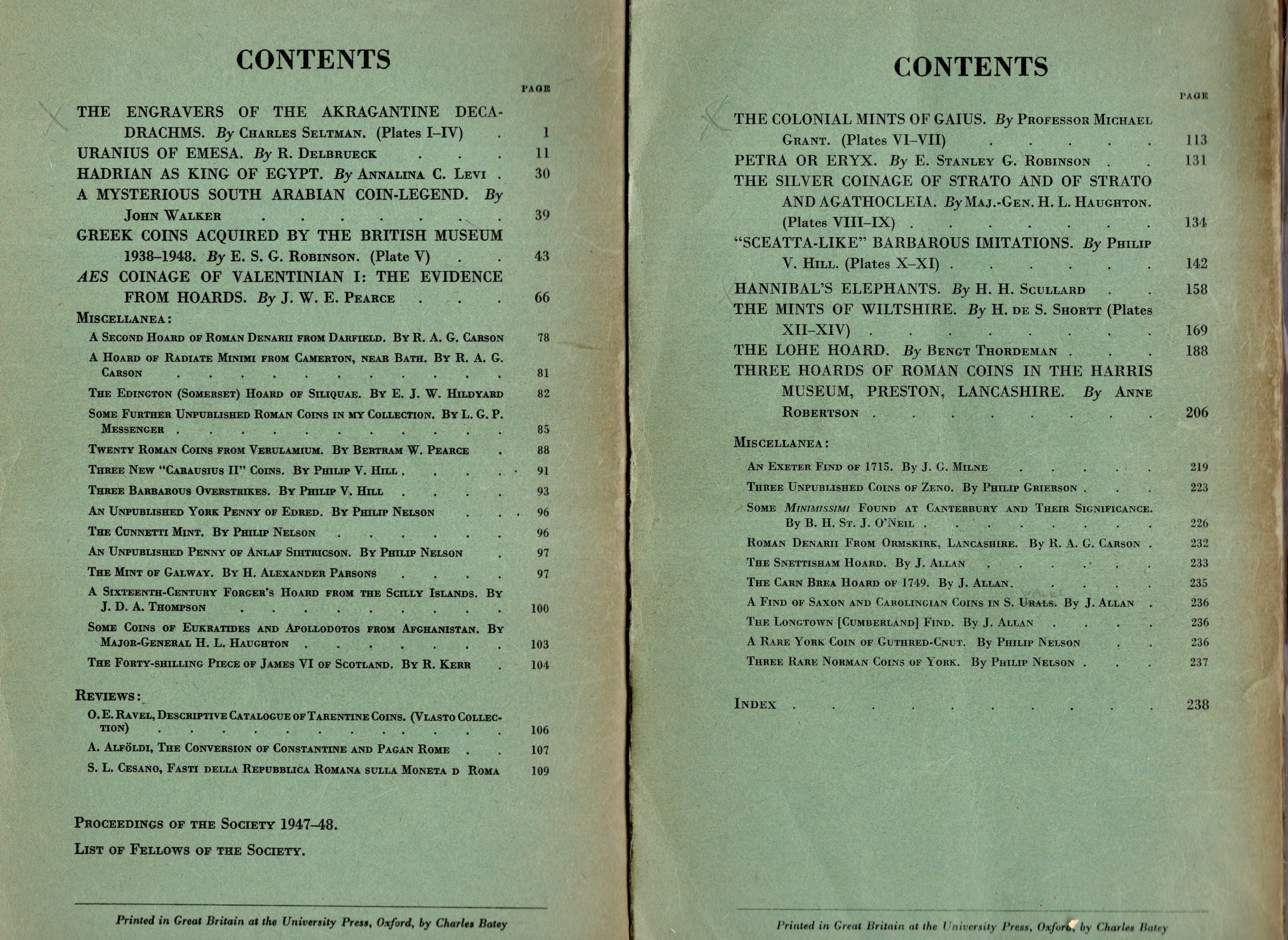 NUMISMATIC CHRONICLE, London, 1948 - Parti I-II e III-IV, Completo