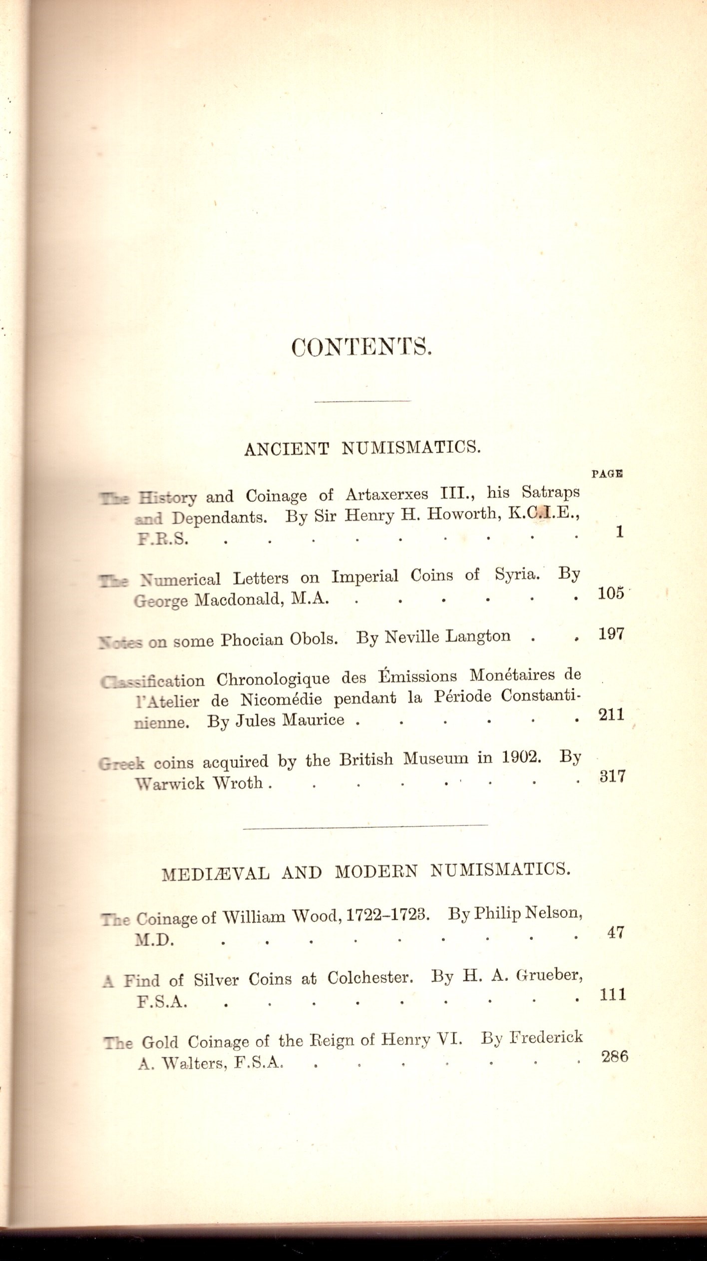 NUMISMATIC CHRONICLE, London, 1903 - Volume completo con 12 tavole e legatura rigida