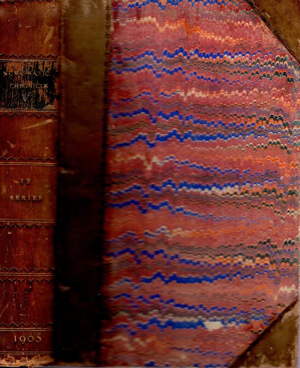 NUMISMATIC CHRONICLE -  London, 1905. completo. pp 407 + altre, plates 17. Bella legatura coeva con scritte sul dorso, interno ottimo stato, raro.