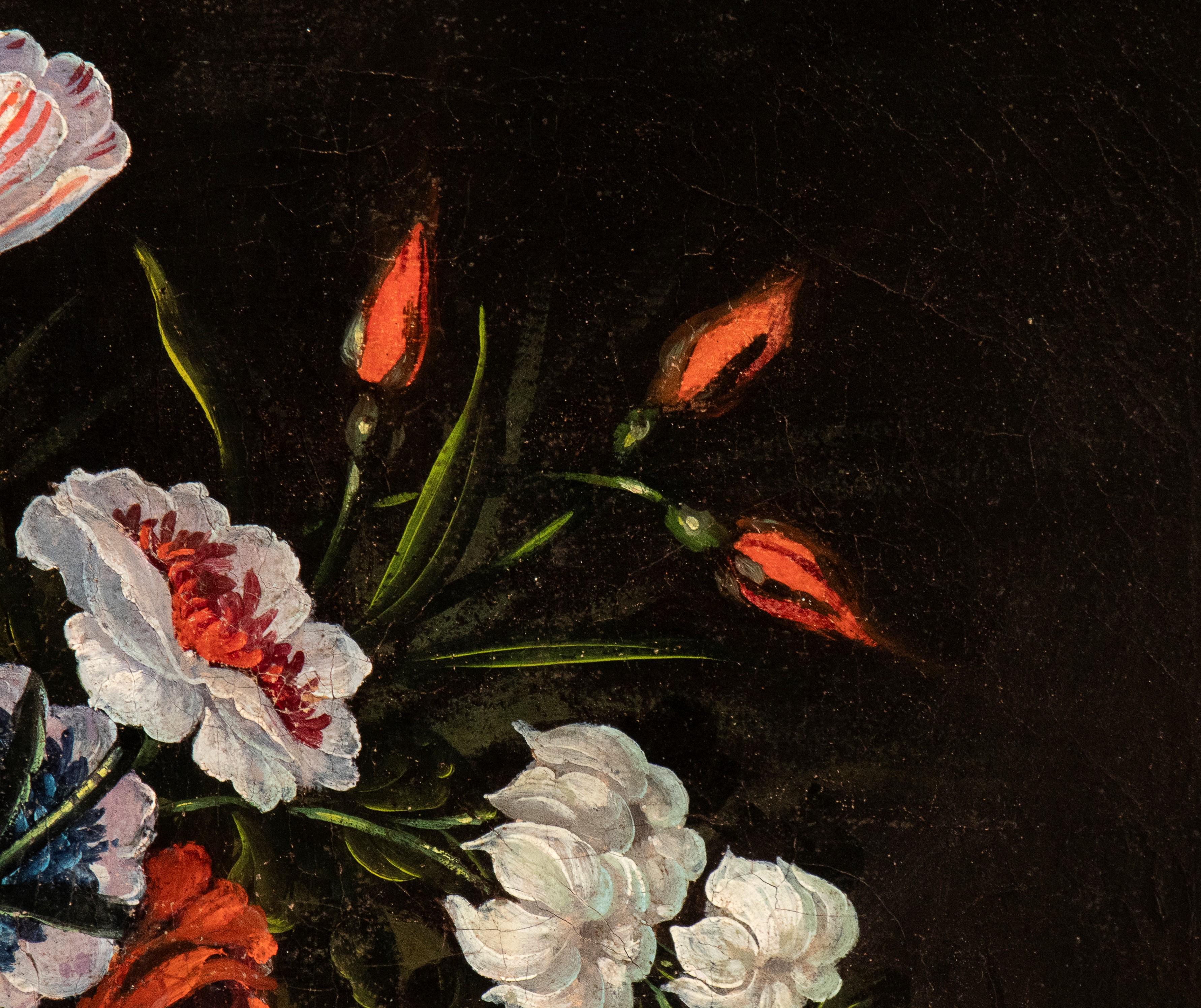 Artista Francese XVIII - XIX Secolo - Bouquet di rose e tulipani in un vaso di metallo e in un va...