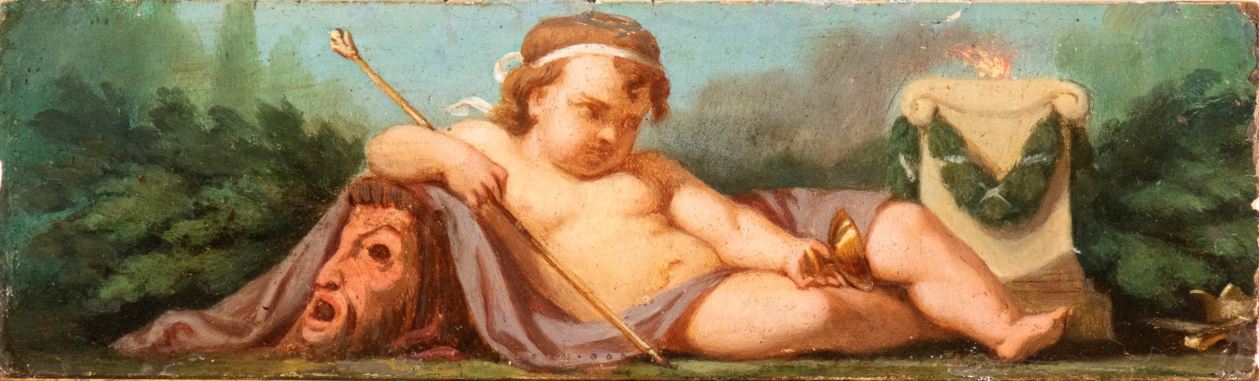 Artista Francese, XVIII Secolo - Autore ignoto, Bacco infante con coppa, scettro e maschera; Bacc...
