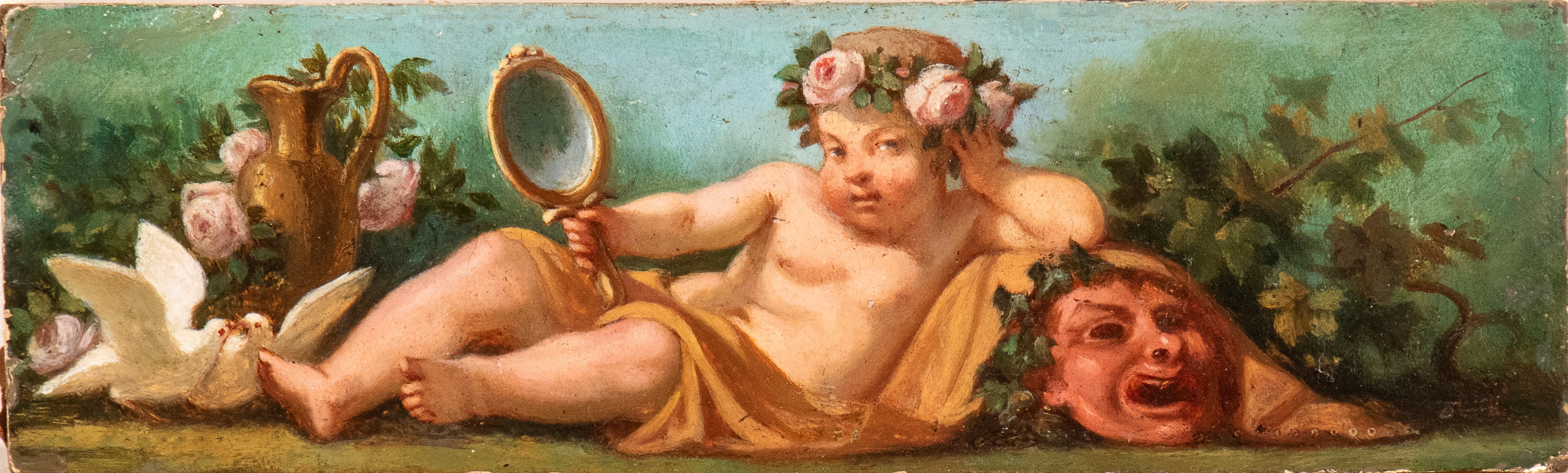 Artista Francese, XVIII Secolo - Autore ignoto, Bacco infante con coppa, scettro e maschera; Bacc...