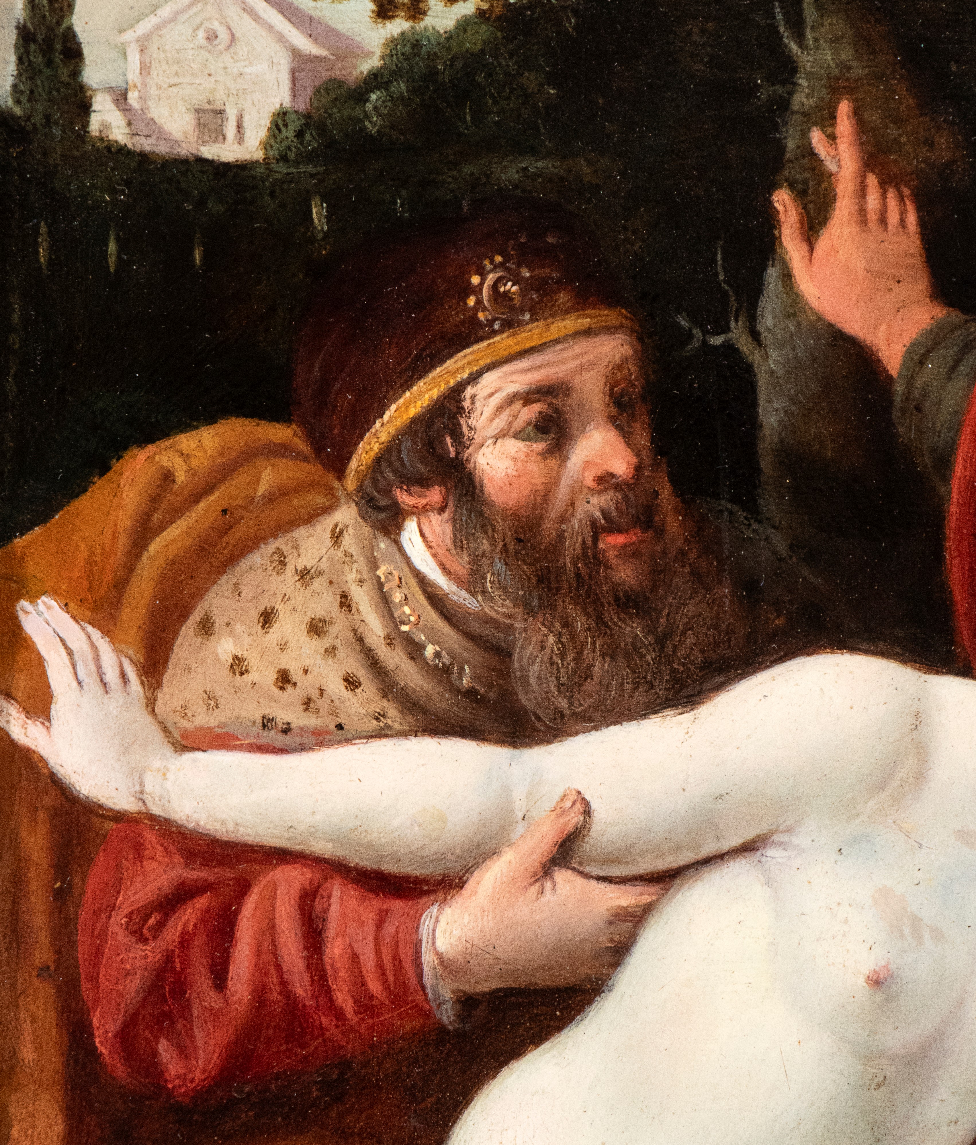 Artista Fiammingo, XVII Secolo - Autore sconosciuto, Susanna e i vecchioni, olio su rame