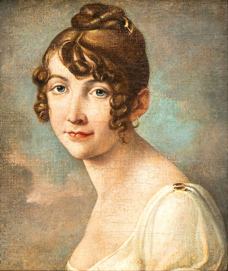 Artista Francese, Prima Metà XIX Secolo - Ritratto di fanciulla, olio su tela