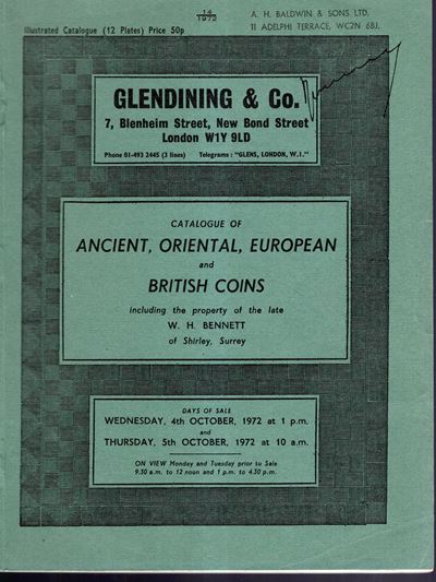 GLENDINING & CO., Monete antiche, orientali, europee e britanniche - Collezione W.H. Bennet