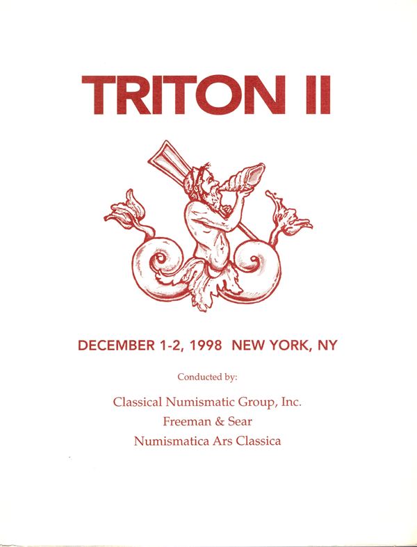 CNG - FREMAN & SEAR - ARS CLASSICA. Triton II. New York, 1\2 - December, 1998.  The Greek coinage coll. Orme Lewis,property of the Phoenix Art Museum,  greek coinage coll. European, important coll of Baktrian coinage the property K.D. Walkhoff-Jordan, The
