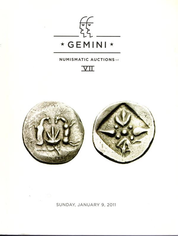 BERK H.- KREINDLER B.H. - AMPHORA - Gemini auction VII. New York, 9 - January, 2011. Greek and Roman republican & imperial coins, Barbarian, byzantine and World coins… pp 200, lots 1252, tutti illustrati a colori con ingrandimenti. Legatura ed. ottimo sta