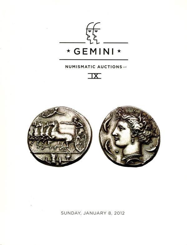 BERK H.- KREINDLER B.H. - AMPHORA - Gemini auction IX. New York, 8 - January, 2012. Greek and Jewish coins, Roman republican & imperial coins, Roman Provincial,  byzantine and  imitations coins Republican.  Pp 152, lots 767, tutti illustrati a colori con