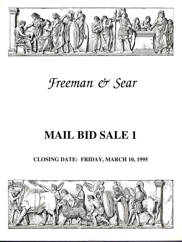 FREEMAN & SEAR. Mail Bid Sale 1. Closing date 10 - March, 1995. Ancient coins. Pp non num, lots 949, tutti illustrati in tavole b\n  non numerate Legatura ed. ottimo stato.