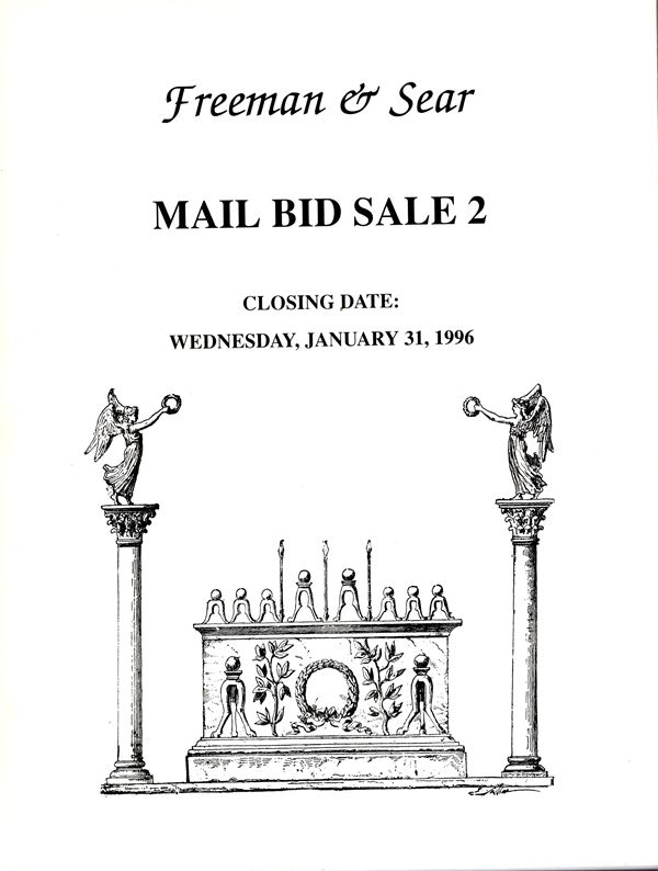 FREEMAN & SEAR. Mail Bid Sale 2. Closing date 31 - January, 1996. Ancient coins, collection Hayden N. and Jean E. Ringer.  Pp non num, lots 725, tutti illustrati in tavole b\n  non numerate Legatura ed. ottimo stato.