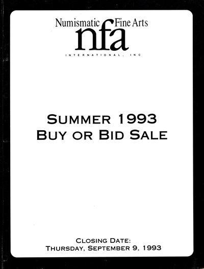 NUMISMATIC FINE ARTS, Catalogo della vendita per corrispondenza, settembre 1993
