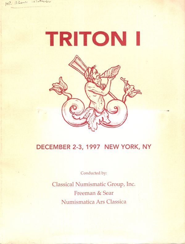 CNG - FREMAN & SEAR - ARS CLASSICA. Triton I. New York, 2\3 - December, 1997. Collection of greek, Part. II collection Goodman Republican roman coins. Roman imperial coins, Papal coinge, Celtic coinage…. Pp. 407,  nn. 2407,tavv. 7 a colori + centinaia di