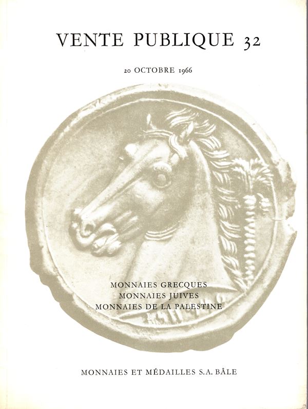 MUNZEN UND MEDAILLEN . – Vente publique,  32. Basel, 20 - -October, 1966. Monnaies grecques, Juives, et de la Palestine.  Pp. 52, lots 529, plates 32. Legatura ed. sciupata, lista prezzi valutazioni e Aggiudicazioni.  importante vendita Spring, 459