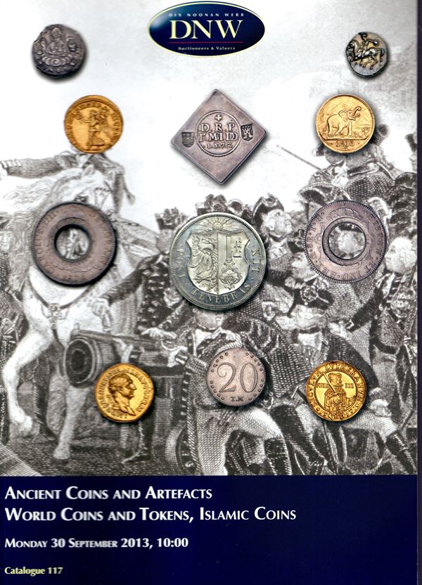 DNW - London, 30 - September, 2013. Ancient coins ( collection Paul Lewis) and artefacts, World coins and token, islamic coins. Pp non num, lots 3001- 3572, illustrazioni a colori nel testo. Legatura ed. ottimo stato.