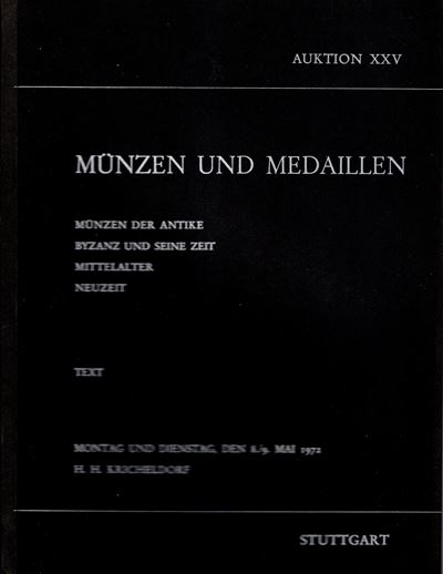 KRICHELDORF H.H., Auktion XXV. Stuttgart, 8-9 maggio 1972. Munzen der antike e Byzanz – 2 volumi