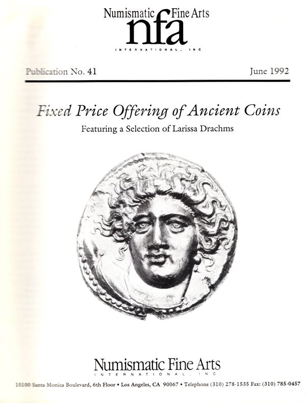 NUMISMATIC FINE ARTS. List price fixed. 1992. Ancient coins. Pp non num. lots 186, plates 9. Brossura ed. buono stato.