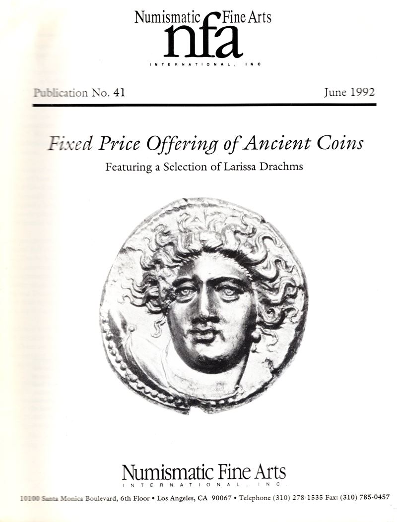 NUMISMATIC FINE ARTS, Monete antiche. List price fixed, 1992. Brossura, 186 lotti, 9 tavole.