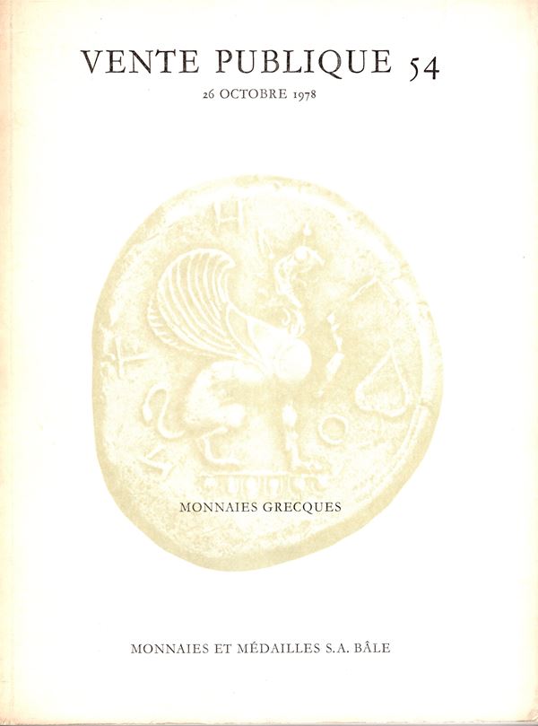 MUNZEN und MEDAILLEN S.A.  – Vente publique 54. Basel, 26 – October, 1978. Monnaies grecques.  Pp. 58, lots, 425, plates, 27. Legatura  ed. buono stato, lista prezzi Aggiudicazioni, importante vendita. Spring, 469